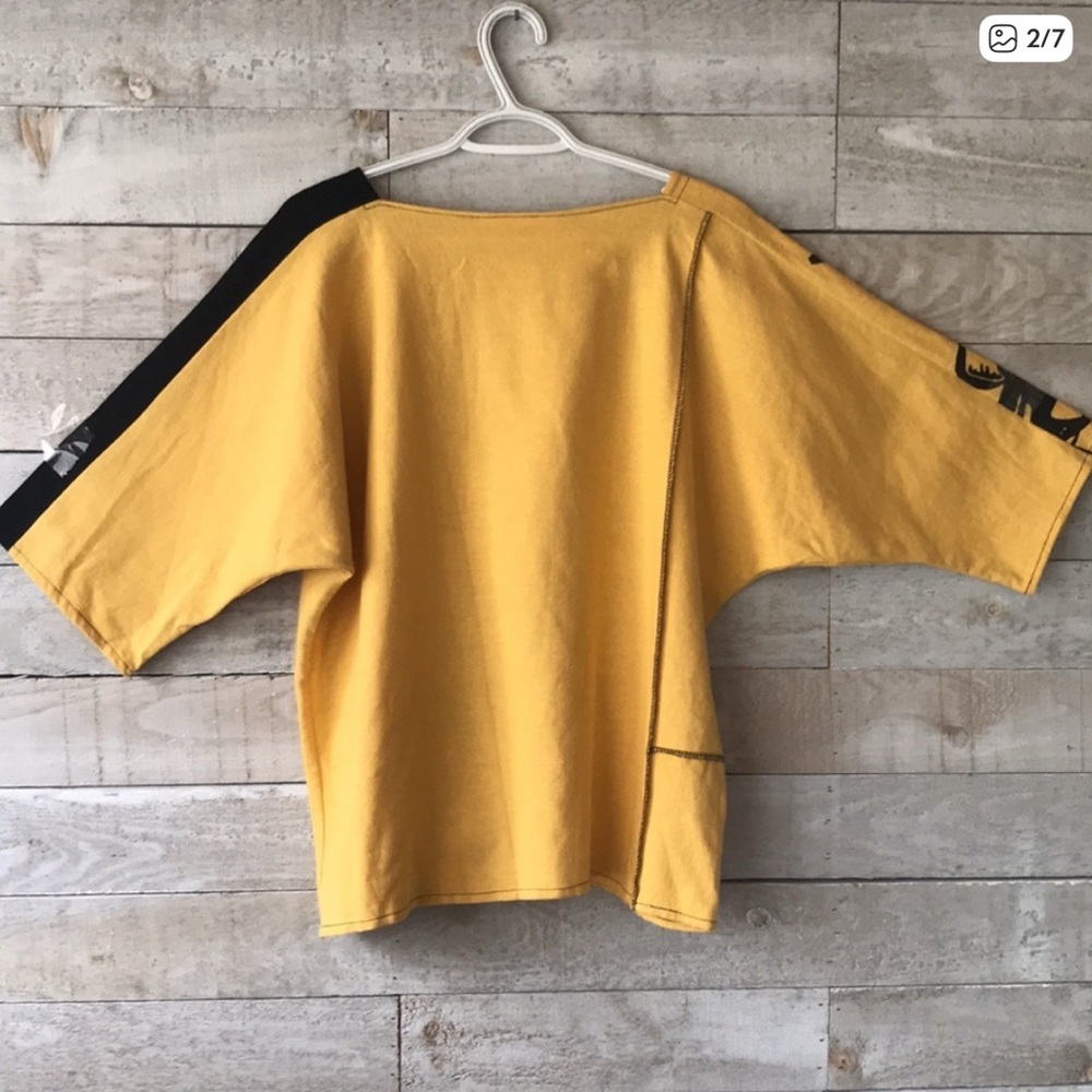 Joyce Seppala Yellow Graphic Top with Black Crane Design - Picture 2 of 5